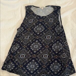 Nine Britton Dark Blue and White Geometric Tank Top